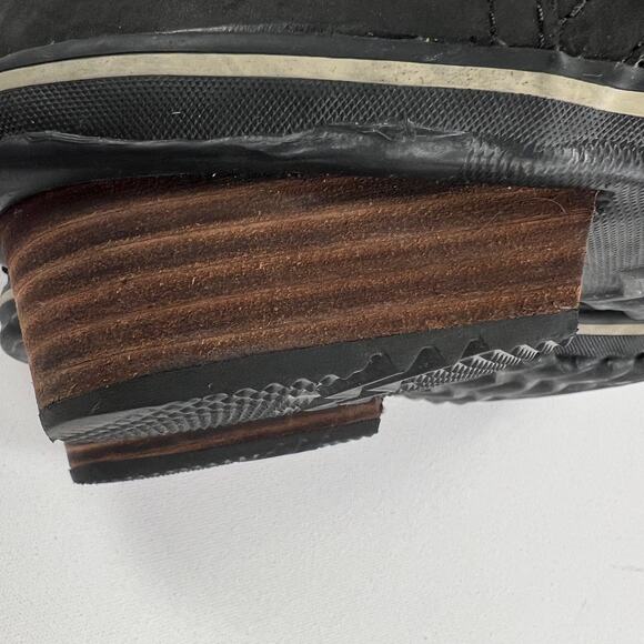 Sorel Slimboot Lace Herringbone Waterproof Boot Black Gray Stacked Heel Size 9 - Picture 8 of 12